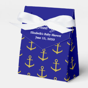 Nautical Thank You Navy and Gold Favor Box