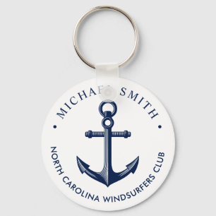 Nautical Theme Anchor Custom Navy Keychain