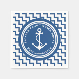 Nautical Theme Anchor Family Beach House Party Napkin