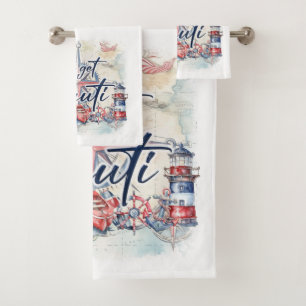 Nautical Theme Bathroom Towel Set 