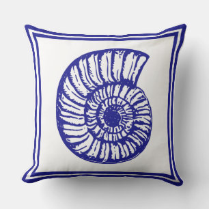 Nautical Theme Beautiful Clean design blue Seashel Throw Pillow