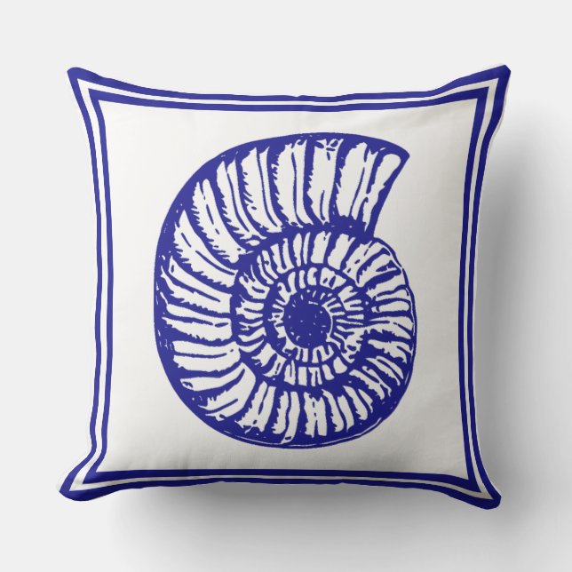 Nautical Theme Beautiful Clean design blue Seashel Throw Pillow (Front)