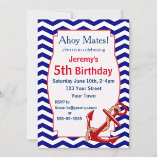 Nautical Theme Birthday Party Invitation