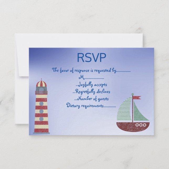 NAUTICAL THEME BLUE BACKGROUND RSVP INVITATION (Front)