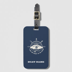 Nautical Theme Boat Name Navy Blue  Luggage Tag