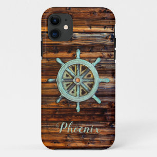 Nautical Theme Bronze Captains Wheel iPhone 11 Case