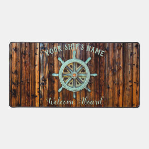 Nautical Theme Bronze Captains Wheel Desk Mat