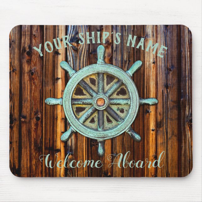 Nautical Theme Bronze Captains Wheel Mouse Pad (Front)