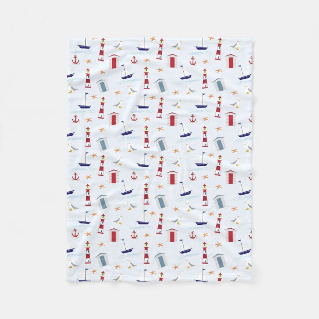 Nautical Theme Fleece Blanket, 30"x40" (Front)