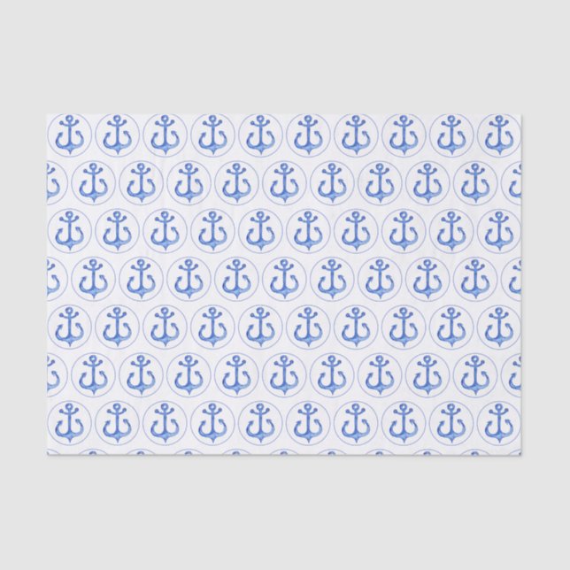 Nautical Theme | Navy Blue Anchors Tissue Paper (Front)