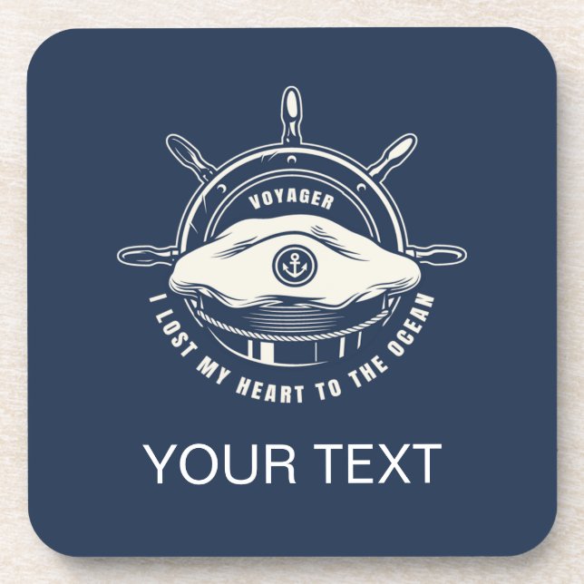 Nautical Theme Navy Blue Your Text  Coaster (Front)