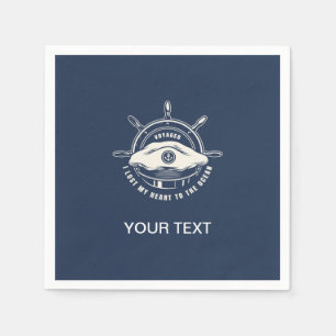 Nautical Theme Navy Blue Your Text Napkin