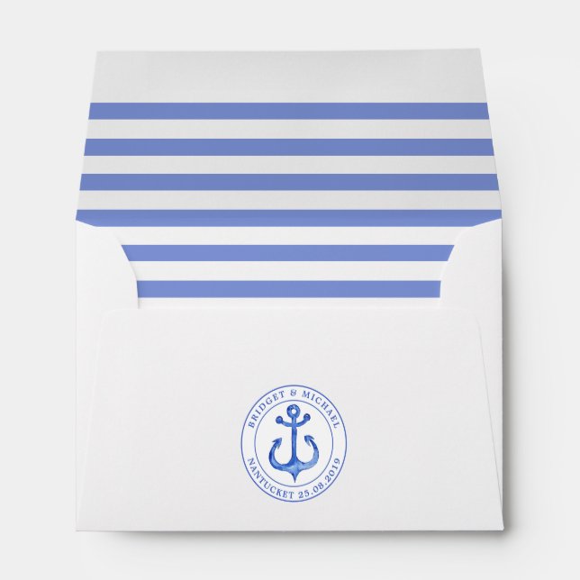 Nautical Theme | Navy Striped Envelopes (Back (Bottom))