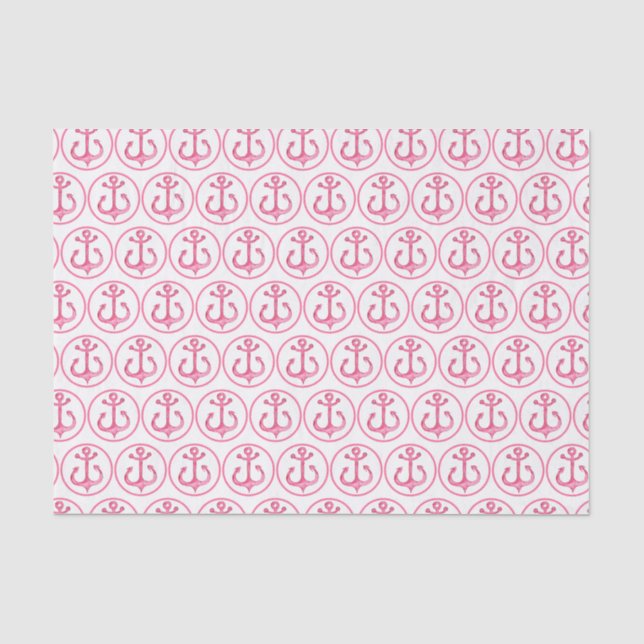 Nautical Theme | Pink Anchors Tissue Paper (Front)
