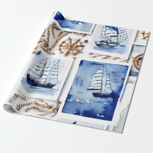 Nautical Theme Poster Wrapping Paper