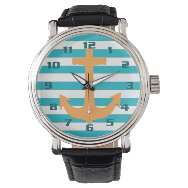 Nautical Theme Stripes and Anchor Watch (Front)