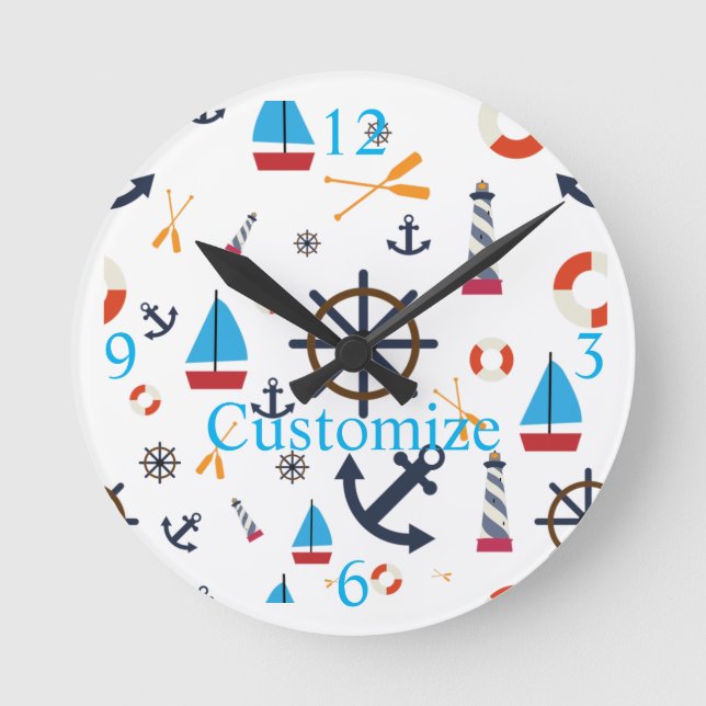 Nautical Theme Thunder_Cove   Round Clock (Front)