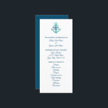 Nautical theme wedding ceremony program template<br><div class="desc">Nautical theme wedding ceremony program template.
Classy template with stylish typography and anchor logo.
Part of beautiful matching theme collection set.
Traditional stationery design for classy marriage.
Includes custom names,  date,  location,  order of ceremony service and wedding party.
Cerulean blue and white colour palette.</div>