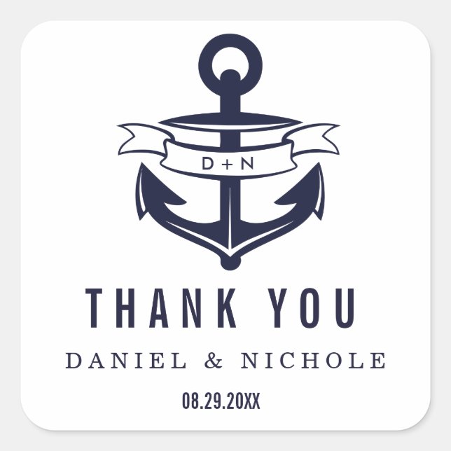 Nautical Theme Wedding Favour Stickers | Weddings (Front)