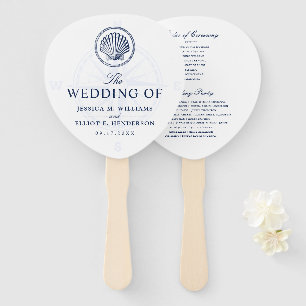 Nautical Theme Wedding Seashell Custom Navy Hand Fan