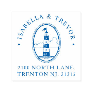 Nautical Theme Wedding Vintage Lighthouse Custom Self-inking Stamp
