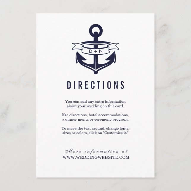 Nautical Theme | Weddings Enclosure Card (Front)