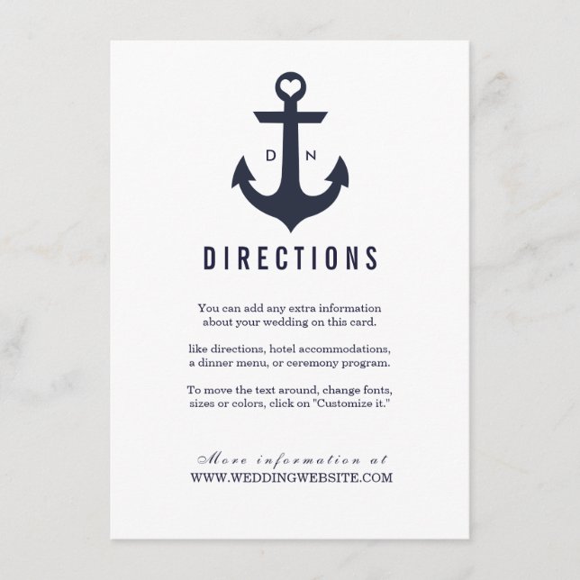 Nautical Theme | Weddings Enclosure Card (Front)