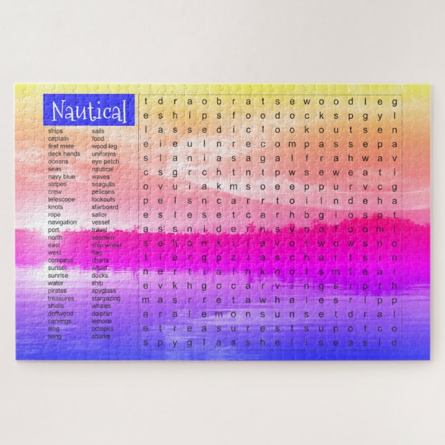 Nautical themed activity word game jigsaw puzzle (Horizontal)