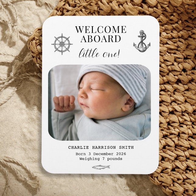 Nautical themed Baby Birth Announcement Magnet (Nautical themed Baby Birth Announcement Magnet)