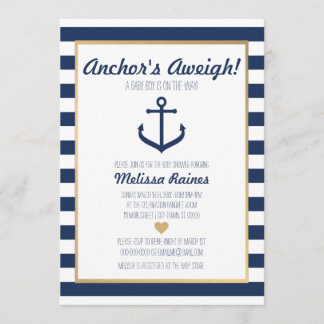 Nautical themed Baby Shower Invitation - Anchor