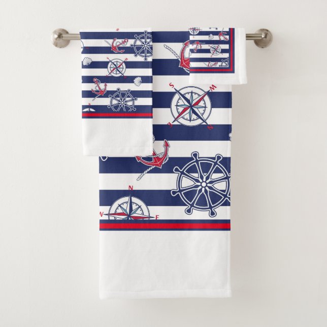 Nautical Themed Bath Towel Set (Insitu)
