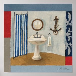 Nautical Themed Bathroom Poster