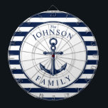Nautical Themed Beach House Anchor Family Dartboard<br><div class="desc">A fully customizable and fun dartboard set with a unique nautical theme. It features an anchor centred in the middle and a vibrant navy and white colour scheme. All elements are unlocked and adjustable if you need to make changes.  Have fun creating and making it your own.</div>