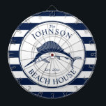 Nautical Themed Beach House Swordfish Dartboard<br><div class="desc">A fully customizable and fun dartboard set with a unique nautical theme. It features a swordfish centred in the middle in a vibrant navy and white colour scheme. All elements are on unlocked and adjustable,  so have fun creating and making it your own.</div>