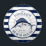 Nautical Themed Beach House Swordfish Dartboard<br><div class="desc">A fully customizable and fun dartboard set with a unique nautical theme. It features a swordfish centred in the middle in a vibrant navy and white colour scheme. All elements are on unlocked and adjustable,  so have fun creating and making it your own.</div>