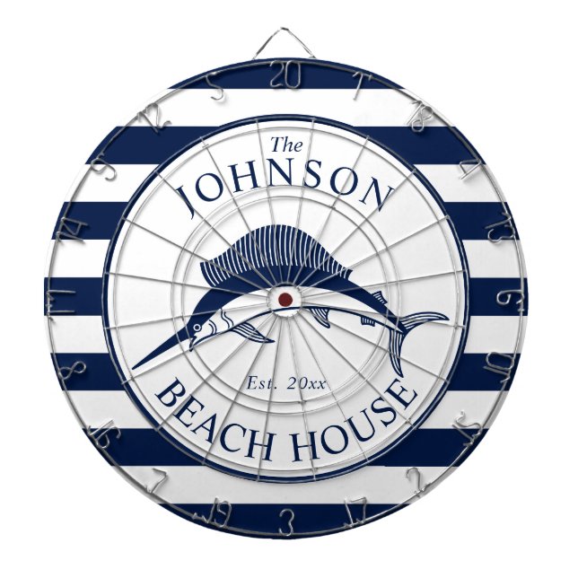 Nautical Themed Beach House Swordfish Dartboard (Front)