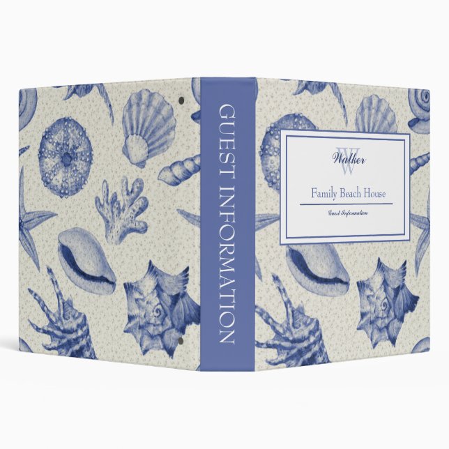 Nautical Themed Blue Seashell Custom Binder (Background)