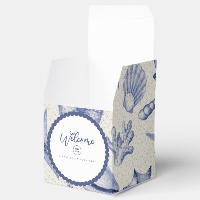 Nautical Themed Blue Seashell Favor Box (Opened)