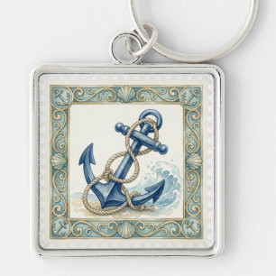 NAUTICAL THEMED BLUE SHIPS ANCHOR KEYCHAIN