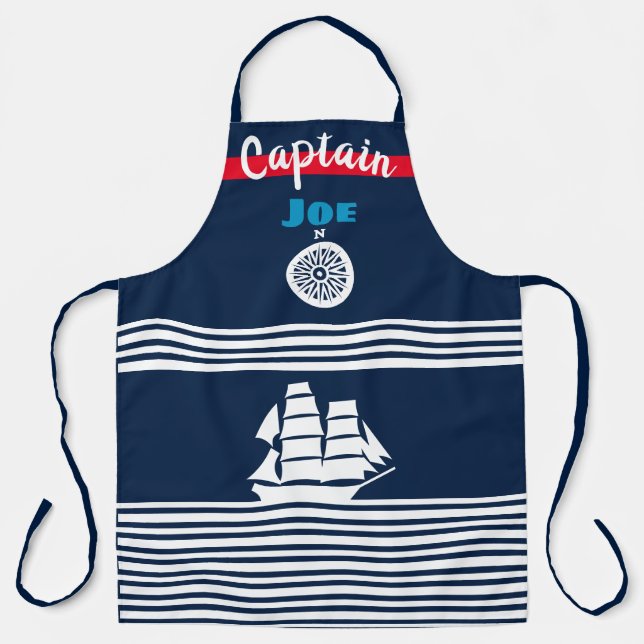 Nautical Themed Dark Blue Apron (Front)