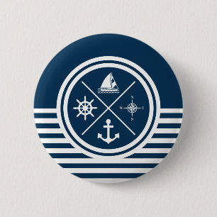 Nautical themed design 2 inch round button