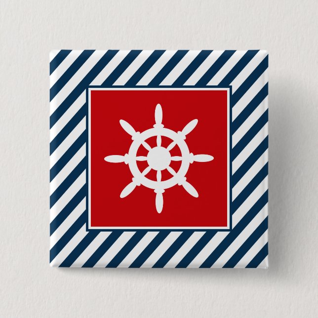 Nautical themed design 2 inch square button (Front)