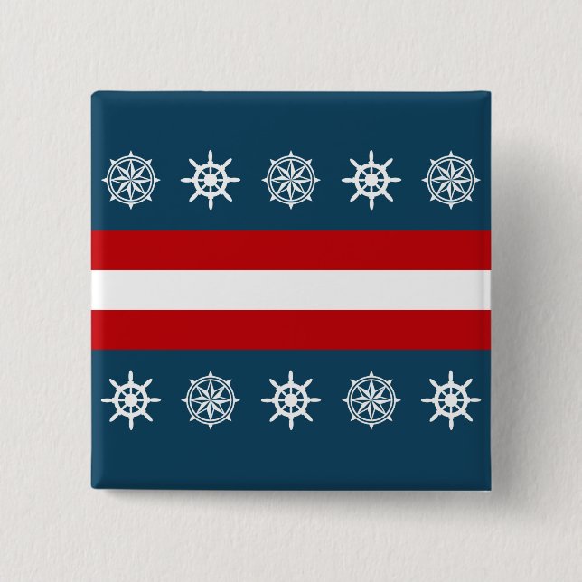 Nautical themed design 2 inch square button (Front)