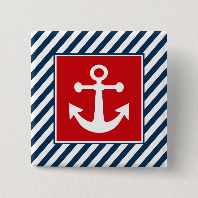 Nautical themed design 2 inch square button (Front)