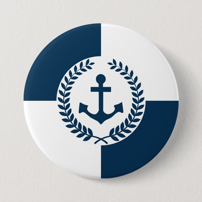 Nautical themed design 3 inch round button (Front)
