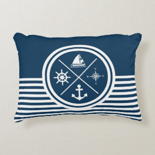 Nautical themed design accent pillow