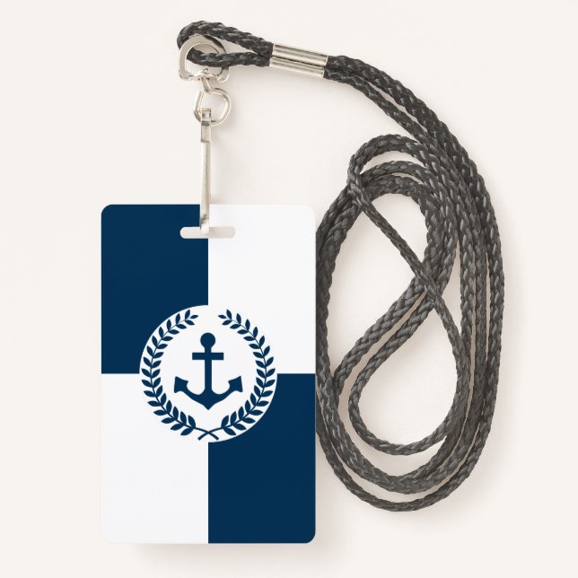 Nautical themed design badge (Front with Lanyard)