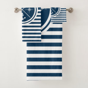 Nautical themed design bath towel set