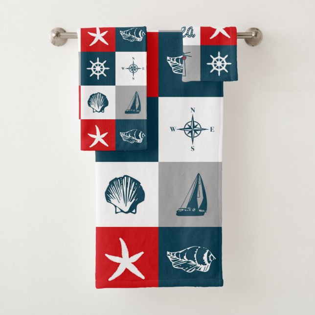 Nautical themed design bath towel set (Insitu)