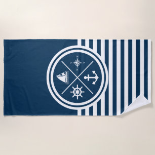 Nautical themed design beach towel